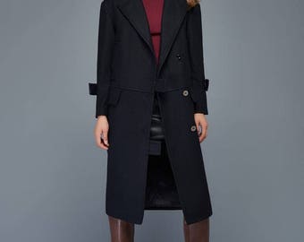 Wool coat, long coat, womens coat, winter coat, black coat, straight hem coat, coat, jacket, wool black coat, maxi winter coat C955
