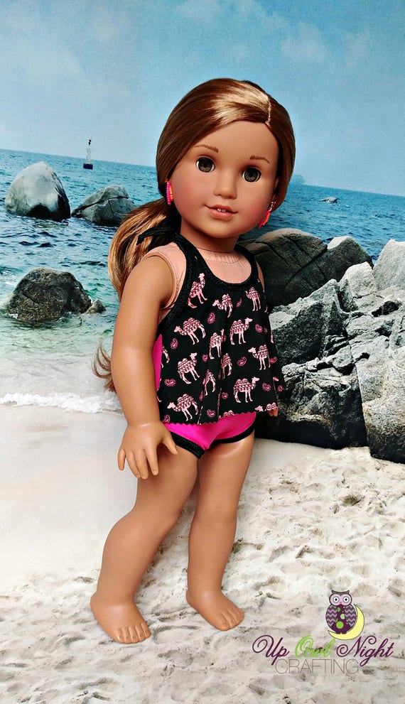 Doll Bathing Suit Swimsuit in Camel & Paisley Print American