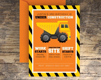 Under Construction Birthday Party Construction invitation