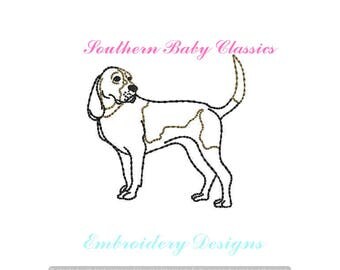 Hound Dog Vintage Bean Quick Stitch Line Work Design File for Embroidery Machine Instant Download Cute Baby Boy Girl Tennessee