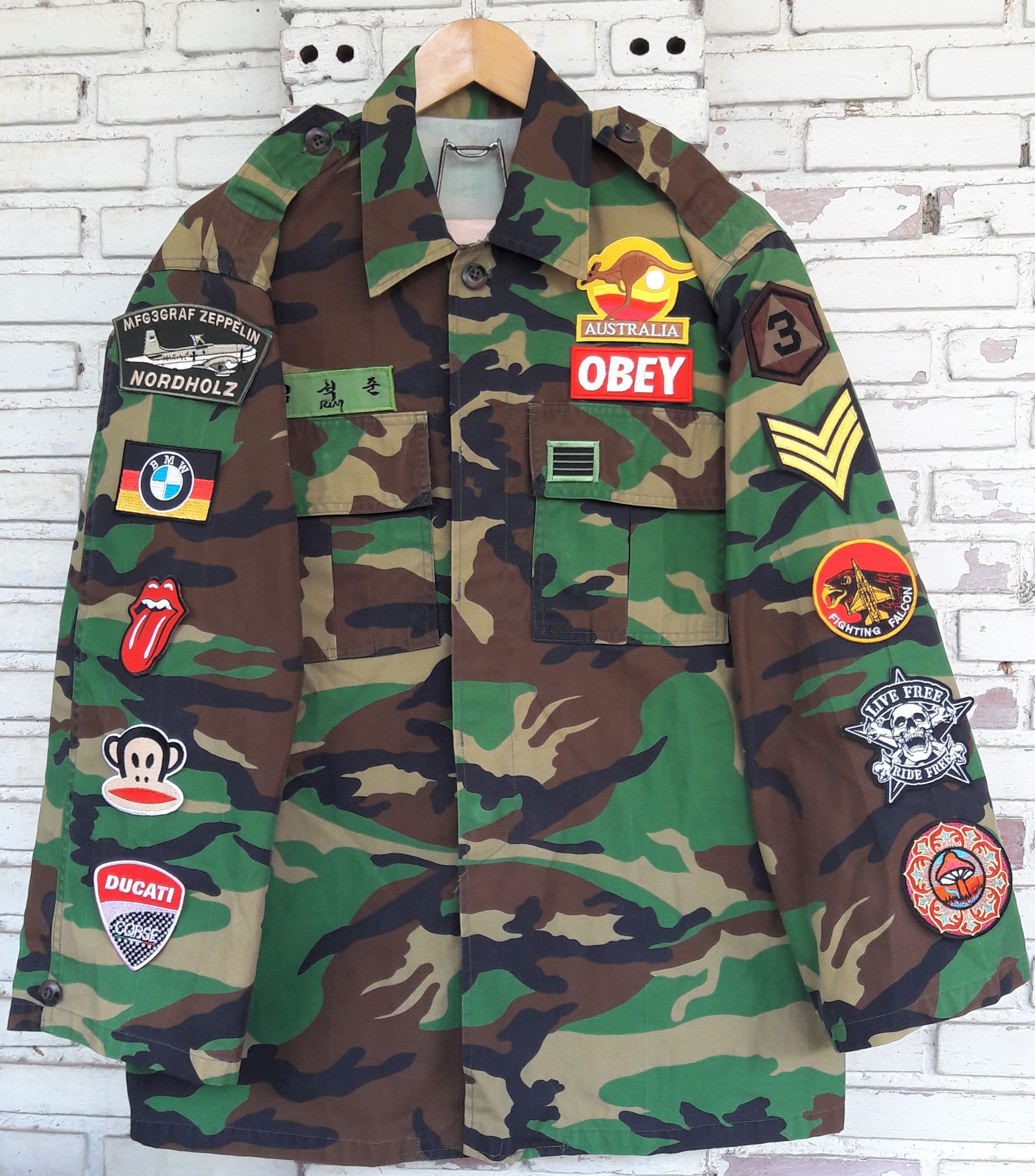 Patched Camo Jacket / Hand Reworked Vintage Camo Jacket with