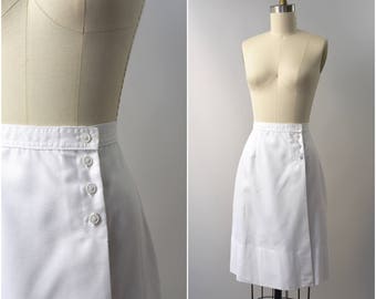 1970's white wrap nautical a-line skirt • xs