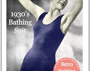 1930s One Piece Swimsuit Vintage Knitting Pattern - PDF Instant Download