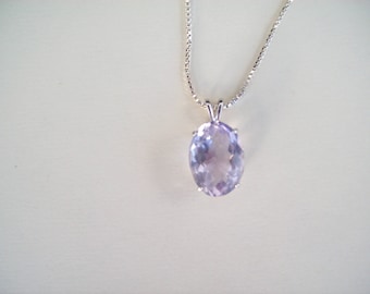 Genuine Rose de France Amethyst Pendant in Sterling Silver - 16x12mm oval