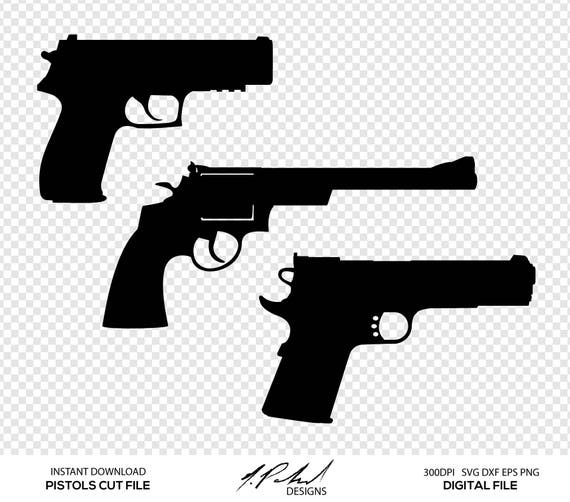 Download Pistols Digital Cut Files - Digital Files - Gun SVG - Gun DXF - Gun EPS - Gun png - Vector Gun ...