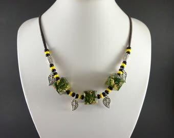 Boho necklace Beaded necklace Dainty necklace Boho jewelry Gift|For|Her Statement necklace Boho chic Charm necklace Terrarium necklace