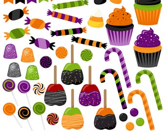 AUTUMN SALE! Halloween Candy Clipart, Halloween Clipart, Candy Clip Art, Halloween Treats, Printable, Commercial Use