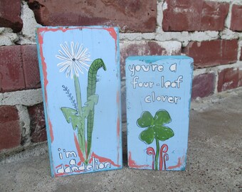 blink 182 lyrics painting, sober lyrics, i'm a dandelion, you're a four-leaf clover, lyrics art, blink 182 band, blink 182 wall art, flowers