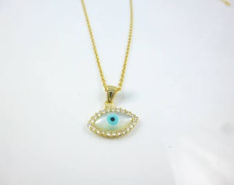 Evil Eye Necklace, Cz Evil Eye Pendant, Sterling Silver Evil Eye Necklace, Gold Evil Eye Necklace, Evil Eye Jewelry