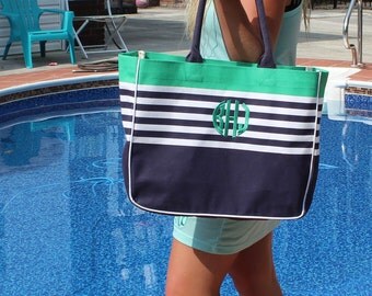 Large Monogrammed Tote Bag/ Beach Bag / Diaper/ Extra Large Bag!