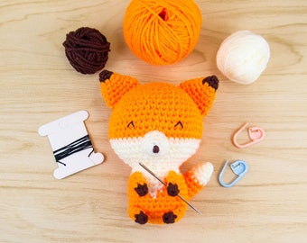 Fox Amigurumi Kit - Fox Crochet Kit - Fox DIY Kit - Fox Plush Kit - Stuffed Fox - Amigurumi Fox - Fox Stuffed Animal - Crochet Gift