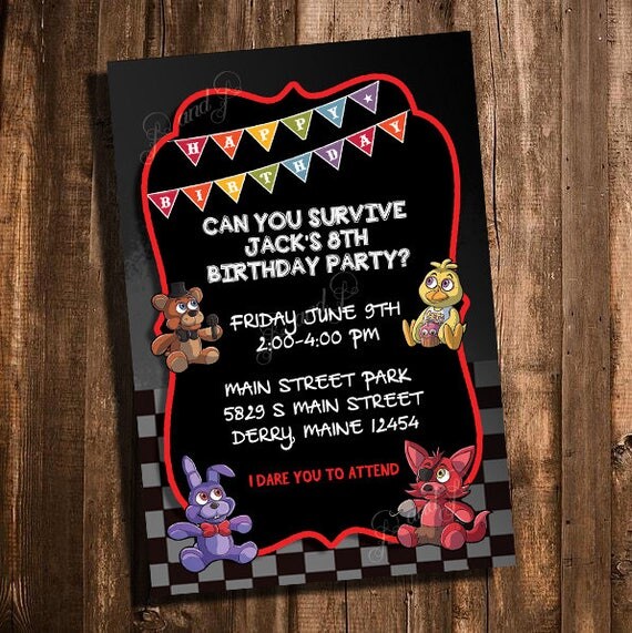 FNAF Five Nights At Freddy's Printable Birthday