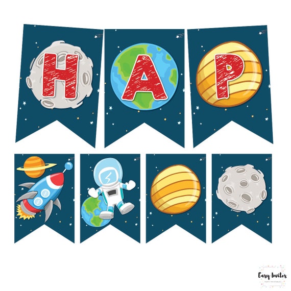 party letter invitation Space Birthday Birthday Bunting Birthday Space Banner Space