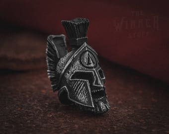 Leonidas I - spartan helmet - EDC Paracord Bead Lanyard Knife in Solid Pewter Made in TheWinnerStuff