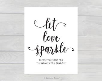 Let Love Sparkle Sign PDF Printable | 8x10 Instant Download | Wedding Sendoff Sign, Gray Navy Black Silver Gold Sparkler goodbye sign