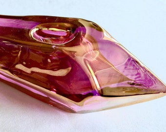 Healing Chakra Pink and Gold Crystal Shaped Glass Pipe, Glass Pipe for Harmony, Love, Power and Healing.