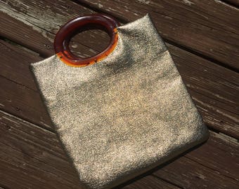 Vintage Structured Gold Handbag