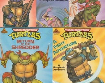 1990 TMNT Storybook Adventure Lot Teenage Mutant Ninja Turtles Vintage Childrens Books Donatello Michaelangelo Raphael Leonardo Random House