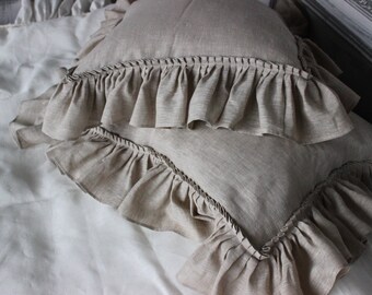 100% Natural Linen Pillowcase Pillow Sham Standard Queen King Euro Pillow Sham Organic Bedding Ruffled Pillow Sham Vintage Pillow Case Slip