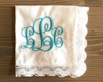 Something Blue Monogrammed Handkerchief