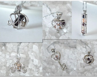 9 Styles! Pearl cage necklace! Elephant, carriage, cage, lotus flower, key, rose, heart, minnie, balloon Essential Oil Aromatherapy Diffuser