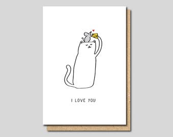 i love you cat card, Funny love card, card for boyfriend, card for husband,  Funny Anniversary Card, Valentines Cards