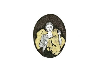 portrait with gold imitation | custom illustration