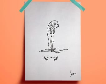 Mermaid - original drawing, made to order