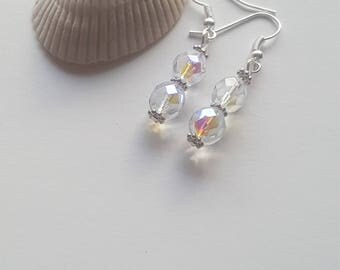 Clear Dangle Earring / Clear Beaded Earring