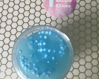 Booo Berrie Crunch Scented Slime - Ghostly blue cotton candy scented clear floam slime, perfect for Halloween!