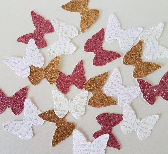 Items similar to Pink & Gold Glitter Butterfly Decorations
