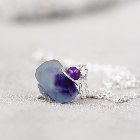 Fluorite Pendant - Raw Fluorite Necklace