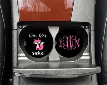 Pink Oh for fox sake, CoWorker Gift, Zero Given Cup Coaster, Car Cup Coaster, Custom Car Coaster, Funny Car Cup (CAR0004Pink)