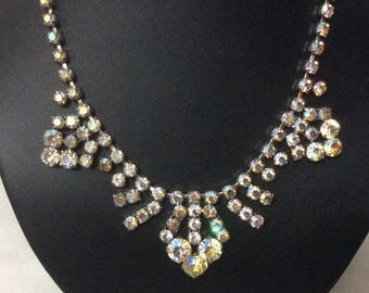 Vintage Aurora borealis rhinestone crystal necklace