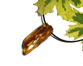 Amber pendant necklace p53 natural honey color
