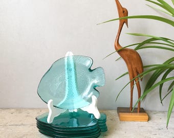 Vintage Arcoroc Small Fish Plates Mid Century Poisson five Plates 70's French Dinnerwar
