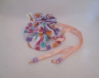 Bag for travel - bicycle fabric and purple jewelry