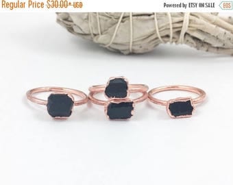 ON SALE Black Tourmaline Rings | Rough Black Tourmaline | Raw Black Tourmaline Rings | Electroform Rings | Crystal Rings | Stone Ring | Smal