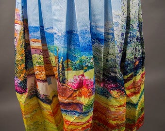 Vintage 60's Style Summer Skirt , Vintage 60's Style SatinTexture Cocktail Skirt, Vintage 60's Style Pleated Summer Skirt