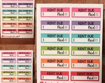 50% OFF SALE Set of 12 Bill Due Planner Stickers For Your Planner or Calender. Works Great for ECLP and happy planner