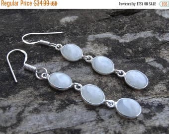 Sale Sterling Silver Natural Rainbow Moonstone Earrings - Sterling Silver Moonstone Earrings - Natural Stone Earrings - Moonstone Earrings