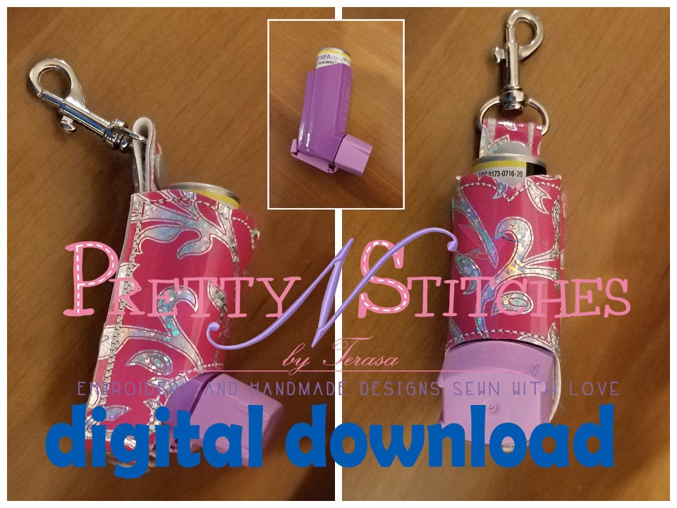 DIGITAL FILE ITH Embroidery Designs Inhaler holder for Advair and Flovent inhalers, 4X4 hoop see