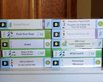 Cricut cartridge, Going places, Everyday Paper dolls, Paper Doll Dress up, Pack your bags, Dude, Wild Card, Wild Card 2, Picturesque