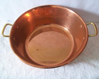 Copper jam cooking pot, Preserve pan, Jelly pan, French vintage French décor – bassine à confiture en cuivre