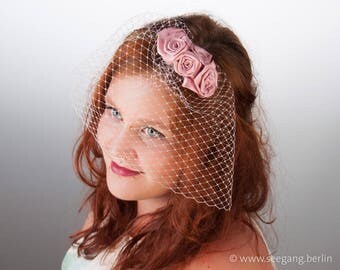 Bridal Dusty Pink Roses Veiling