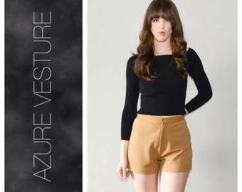 60s 70s High Waisted Shorts. Small. 1960s 1970s Union Label, High Rise, Minimalist Shorts, Roller Disco, Mid Century, Hot Pants.