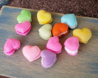 Fairy garden heart-shaped macaroon, heart-shaped cookies, miniature heart-shaped cookies, fairy heart cookies, Barbie macaroons, Barbie food