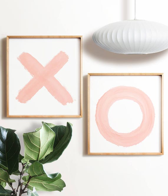 X and O prints Pink wall art PRINTABLE Wall art Modern