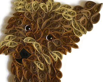 Yorkshire Terrier, Quilled Dog Card, Terrier Portrait, Dog Lovers Card, Terrier Sculpture , New Puppy Card, Dog Condolence Card