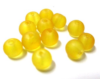 20 Frosted Yellow glass beads 6mm (J-20)
